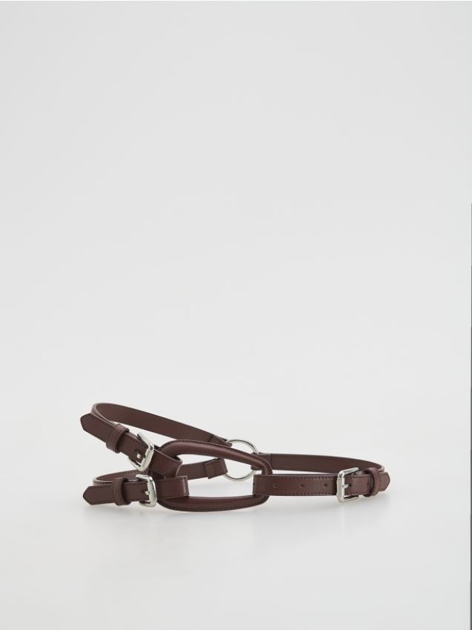 Pasek do talii z klamrami - brązowy