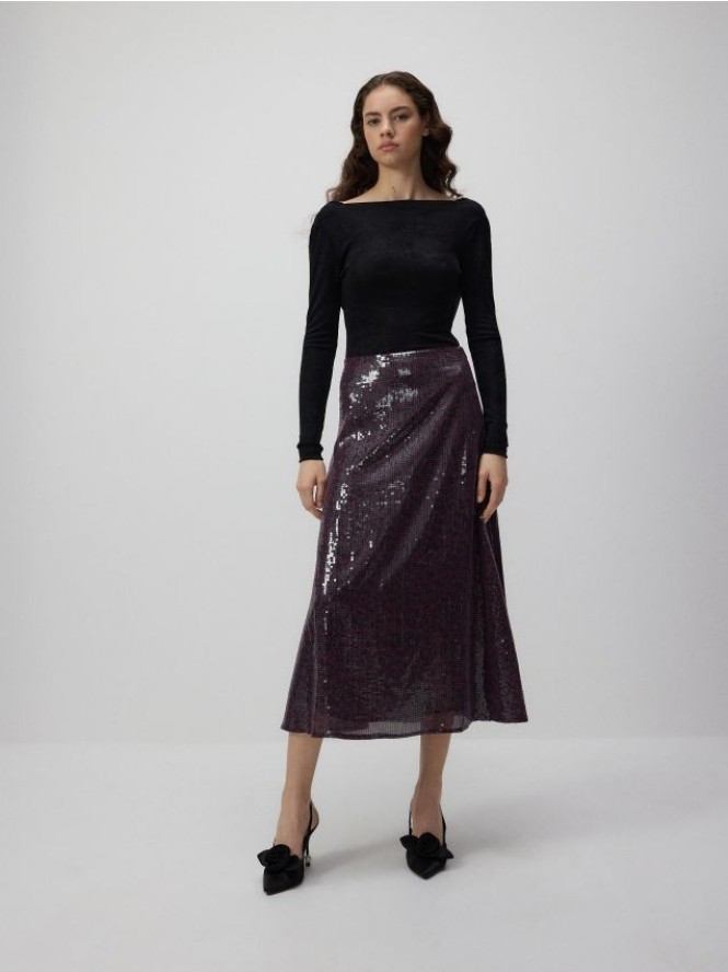 Spódnica midi z cekinami - wielobarwny