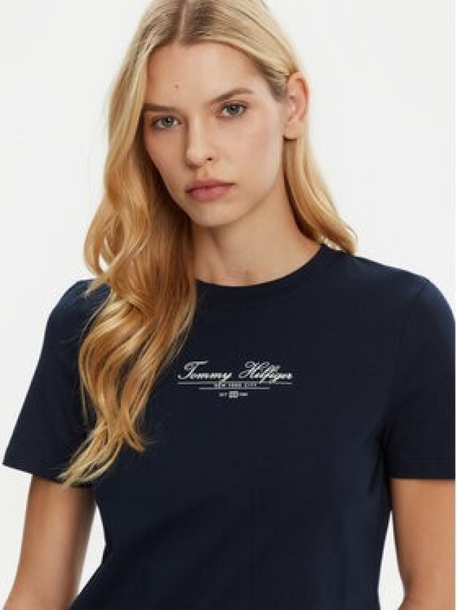 Tommy Hilfiger T-Shirt WW0WW45428 Granatowy Regular Fit