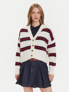 Tommy Jeans Kardigan Badge DW0DW21678 Écru Relaxed Fit