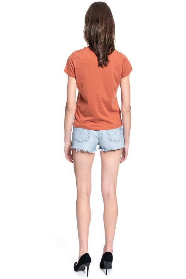 DAMSKI T-SHIRT LEE CREW NECK TEE BURNT OCRA L41LYGOM 112109078