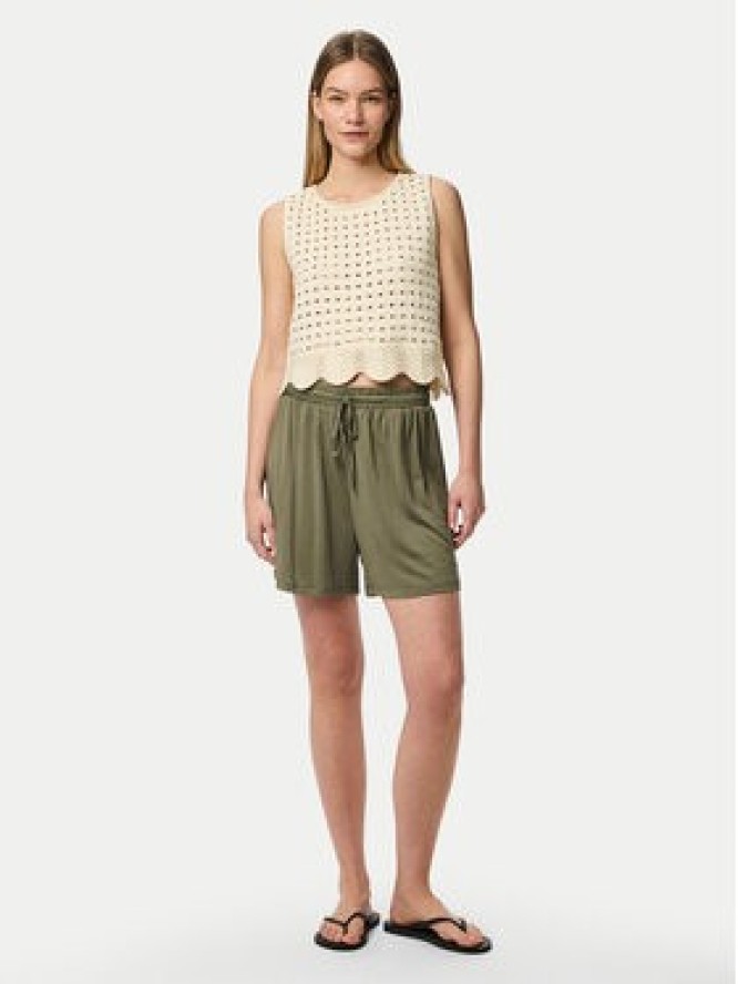 Pieces Szorty materiałowe Anora 17148783 Zielony Regular Fit