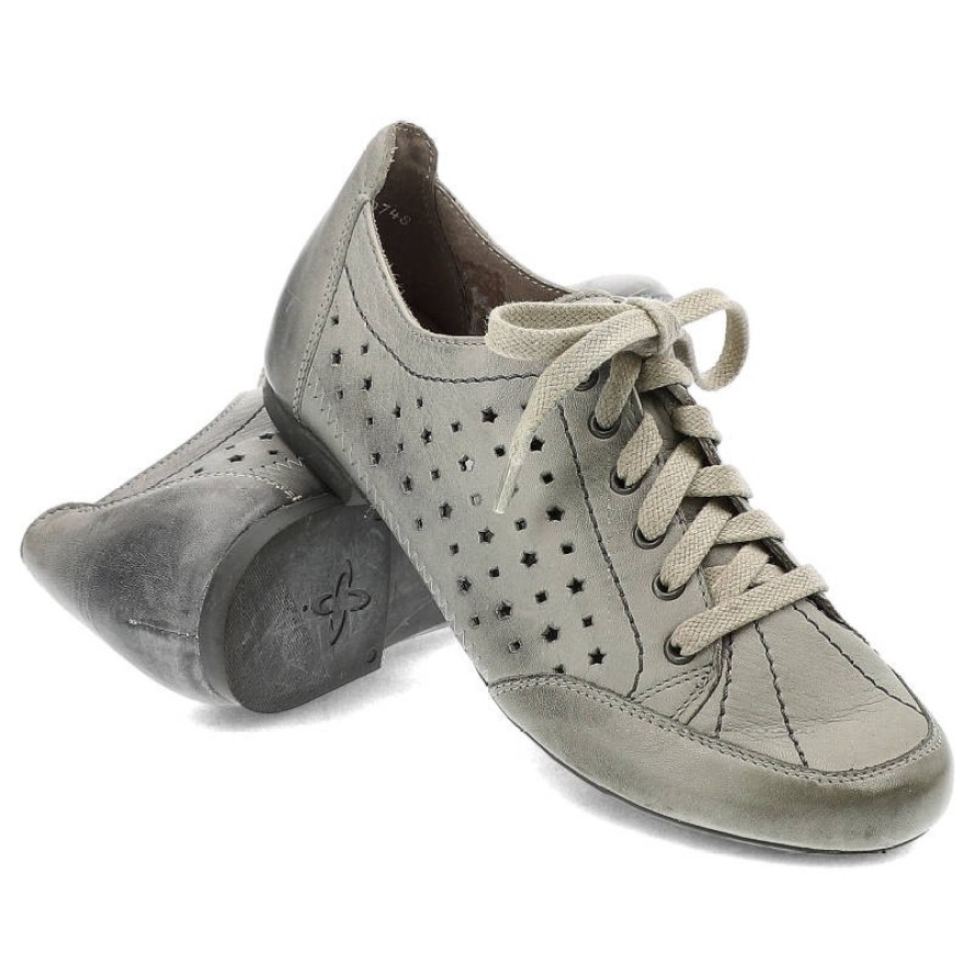 Szare Półbuty Maciejka Wygodne Skórzane Buty Damskie