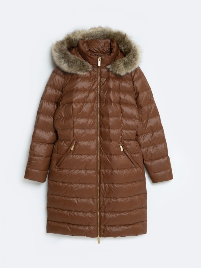 Płaszcz damski puchowy pikowany brązowy Rosabel 804