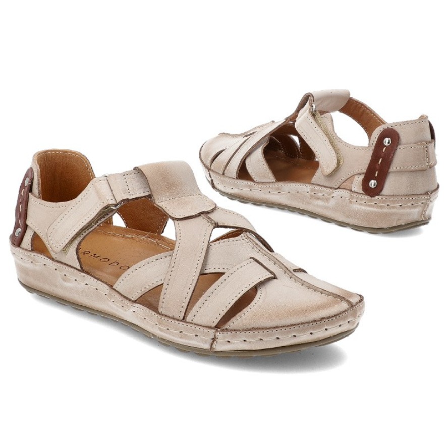 Beżowe Sandały Armodo Wygodne Obuwie Damskie
