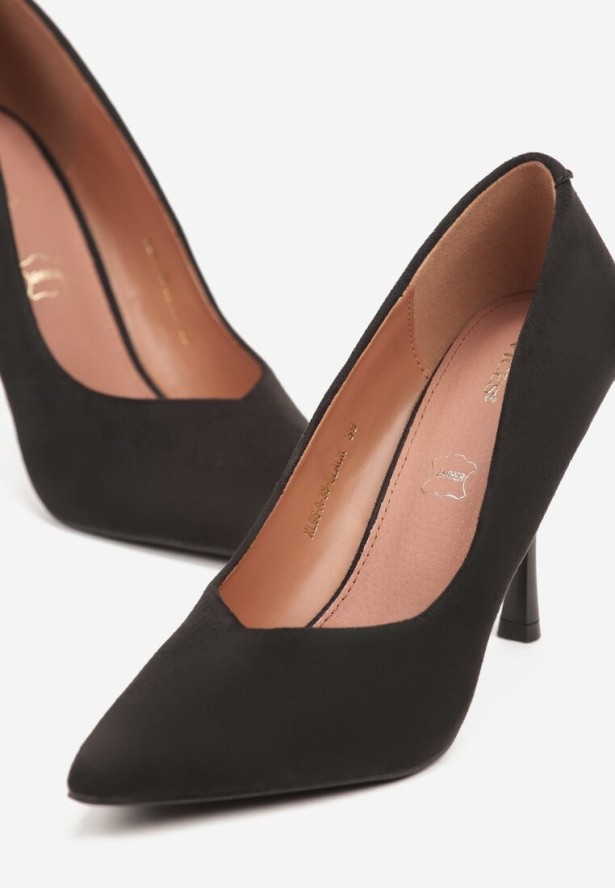 Czarne Szpilki Vices w Klasycznym Stylu ze Skórzaną Wkładką Alandde
