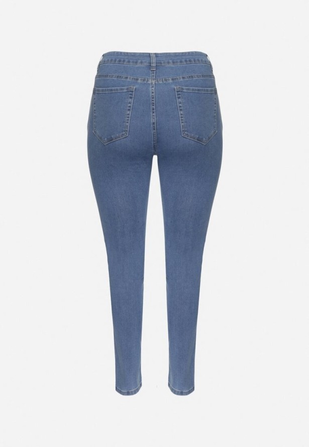 Niebieskie Klasyczne Jeansy o Kroju Slim Regular Nalasin