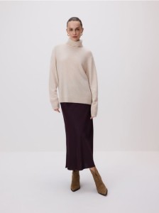 Satynowa spódnica midi - bordowy