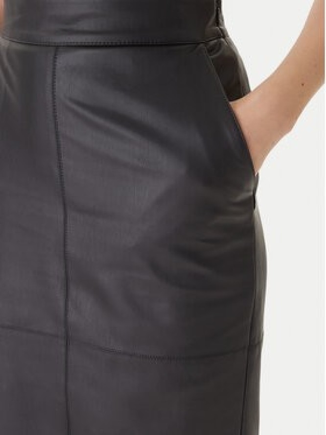 Elisabetta Franchi Spódnica z imitacji skóry GO-145-57E2 Czarny Regular Fit