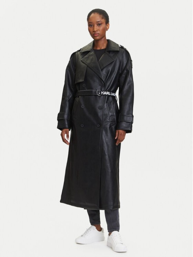 Karl Lagerfeld Jeans Płaszcz przejściowy A3W15047 Czarny Relaxed Fit