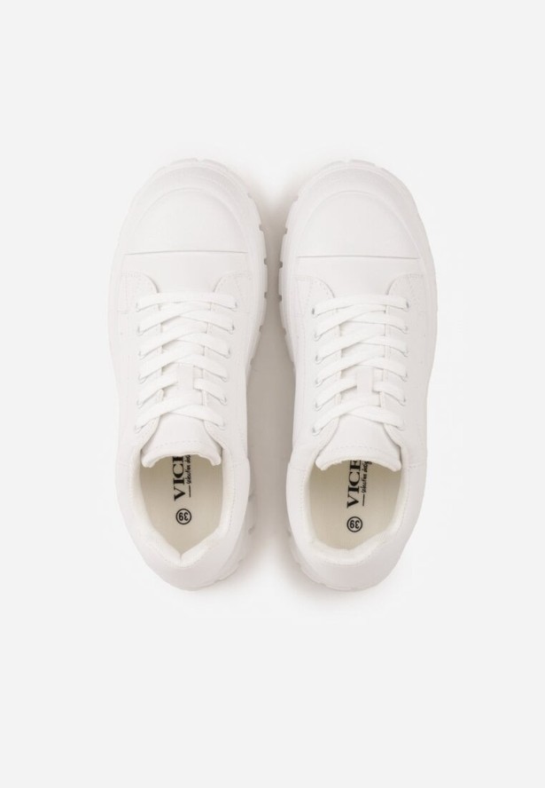 Białe Sneakersy VICES na Platformie w Stylu Chunky z Perforacją Hypsyllis