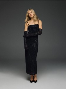 Sukienka tuba z rękawiczkami - czarny