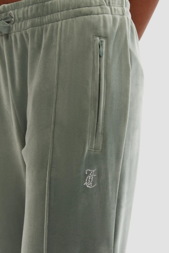 JUICY COUTURE Zielone damskie spodnie z cyrkoniami Tina, Rozmiar M