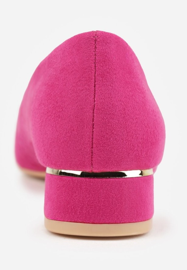 Fuksjowe Czółenka Vices z Wkładką ze Skóry Naturalnej i Metaliczną Aplikacją Edilania