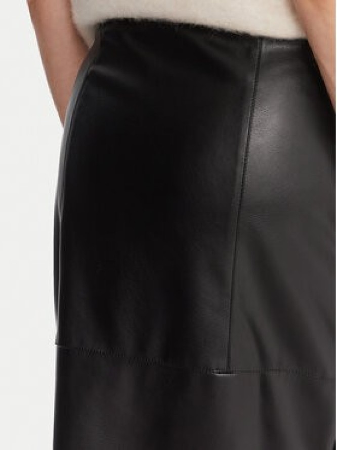 KAOS Spódnica z imitacji skóry RI1LE012 Czarny Regular Fit