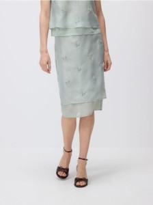Spódnica z haftem - miętowy