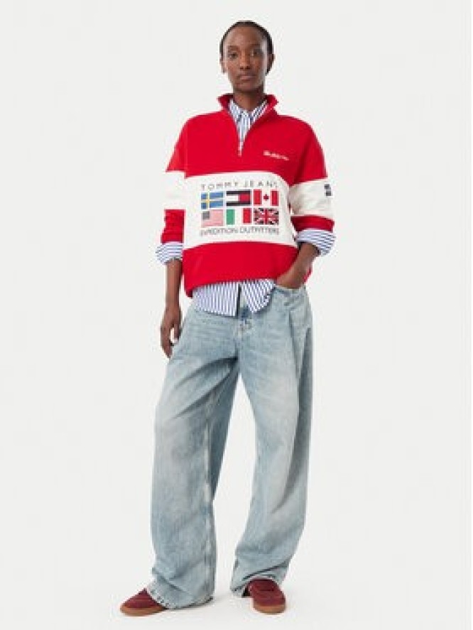 Tommy Jeans Bluza DW0DW23806 Czerwony Relaxed Fit