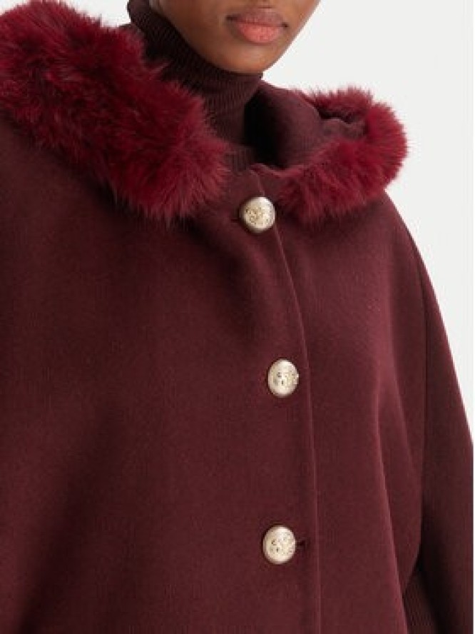 YES LONDON Płaszcz wełniany CD1223ECO Bordowy Regular Fit