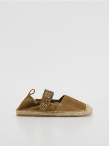 Skórzane espadryle - beżowy