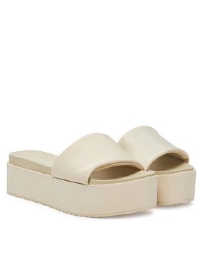 Calvin Klein Jeans Klapki Flatform Sandal Slide In Nylon YW0YW01791 Écru