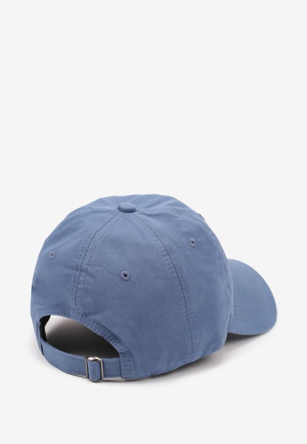 Niebieska Bawełniana Czapka z Daszkiem z Regulowanym Zapięciem Firzedi