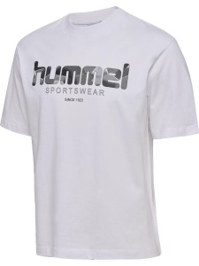hummel T-shirt krótki rękaw z logo — bawełna organiczna – WHITE