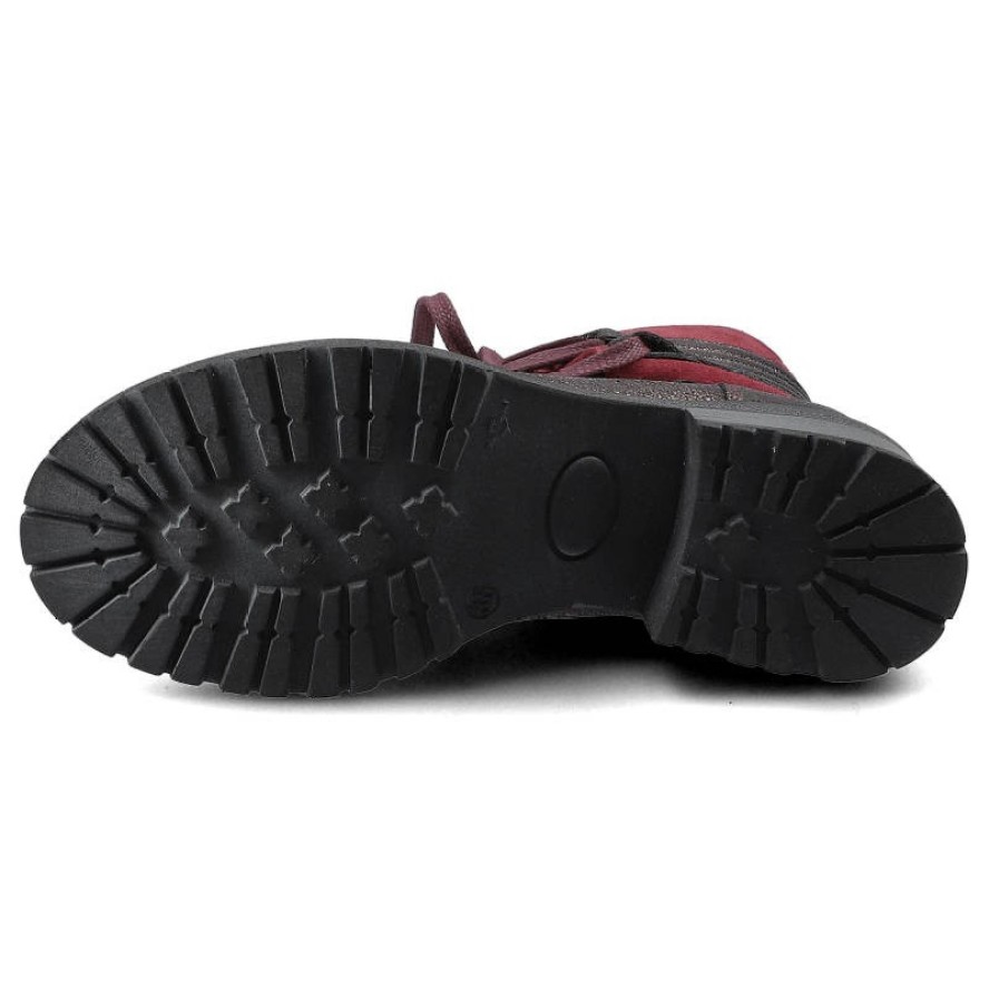 Botki damskie Maciejka, skóra licowa łączona z zamszem wiązane sznurowadłami z wnętrzem wyściełanym ciepłym miękkim futerkiem i z antypoślizgową pode