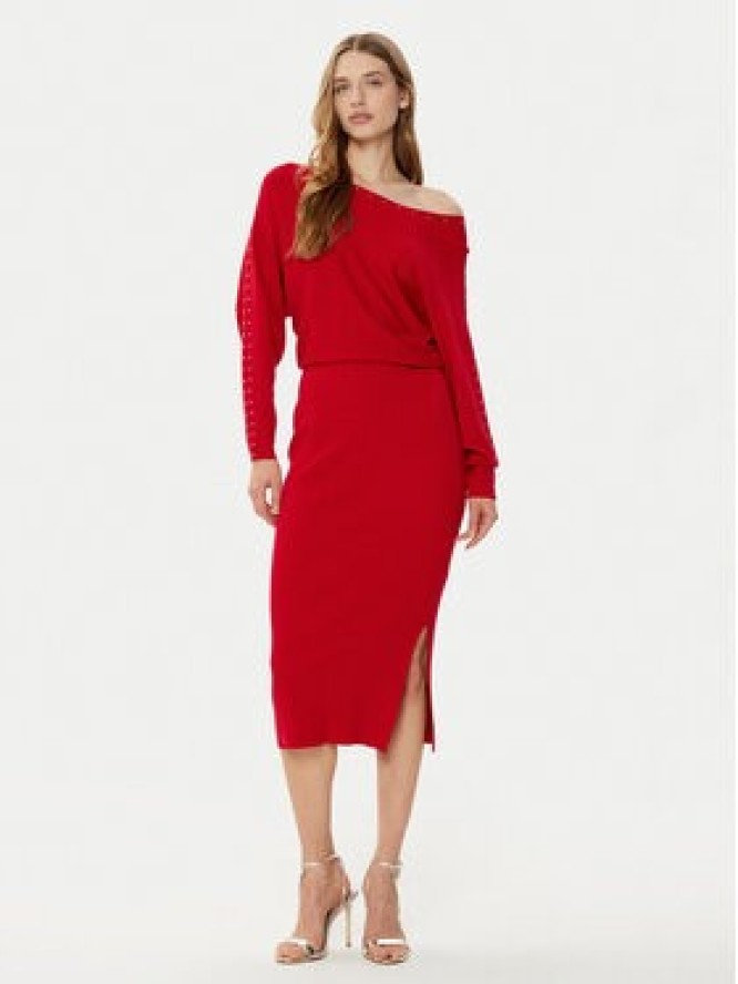 Morgan Sukienka dzianinowa 242-RMLIDO Czerwony Slim Fit