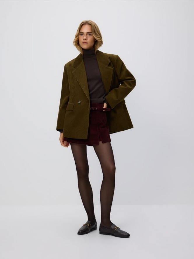 Sztruksowe spódnico-szorty - miedziany