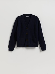 Wełniany kardigan - granatowy