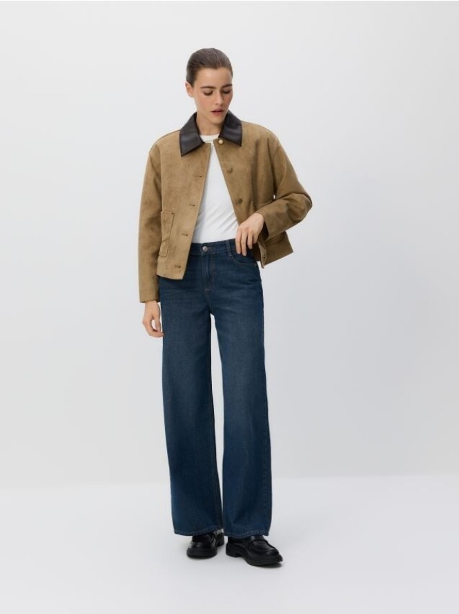 Kurtka z imitacji zamszu - beżowy