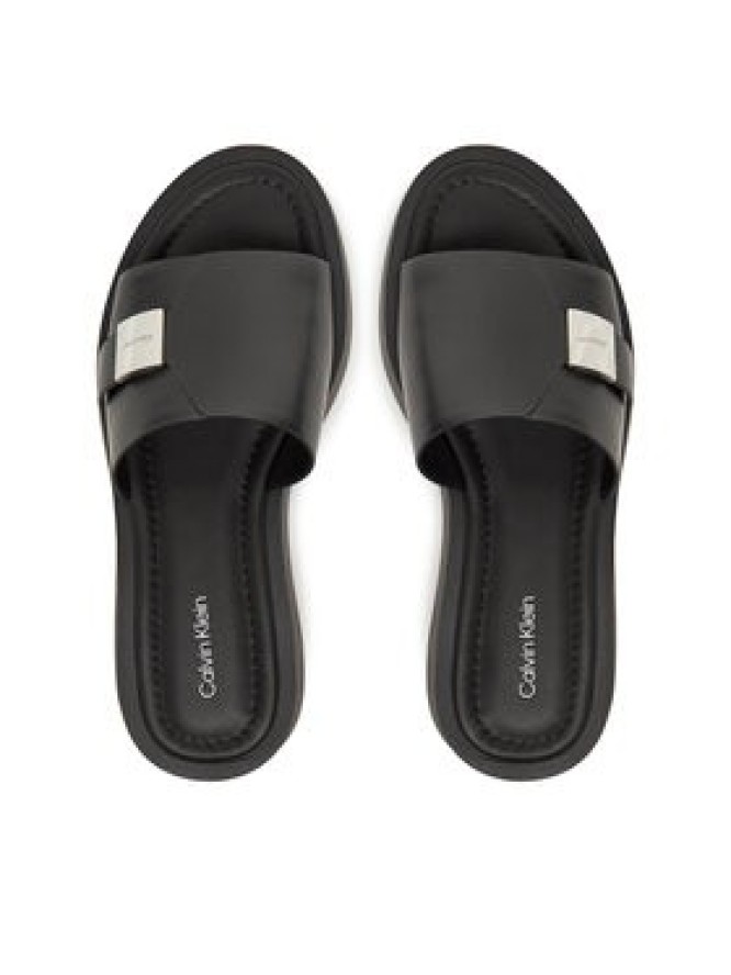 Calvin Klein Klapki Flatform Slide W/Ck Hw - Lth HW0HW02368 Czarny