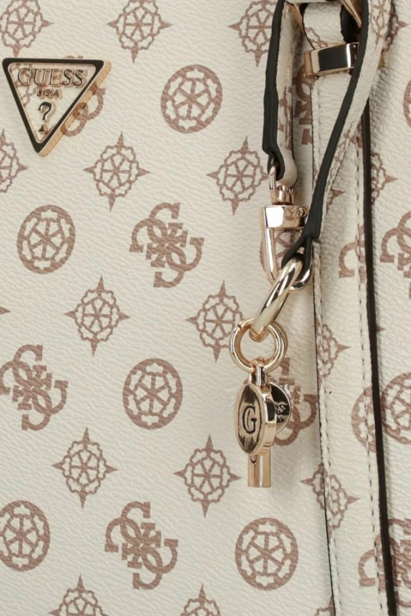 GUESS Beżowa logowana shopperka damska Daryna Elite