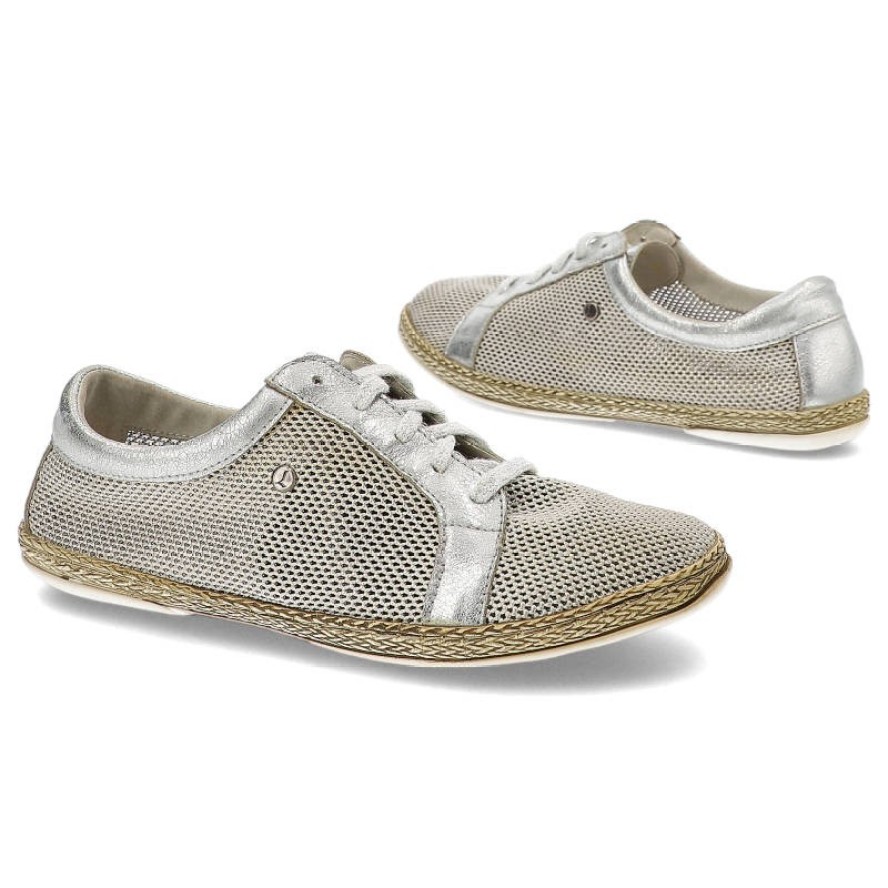 Srebrne Espadryle Lemar Wygodne Buty Damskie