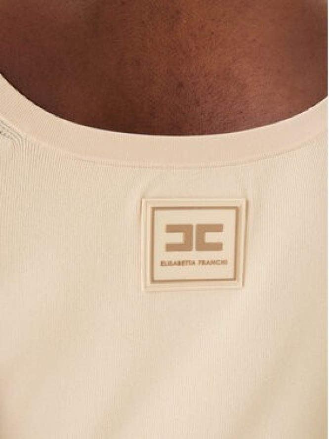 Elisabetta Franchi Sukienka dzianinowa AM-03S-61E2 Beżowy Regular Fit