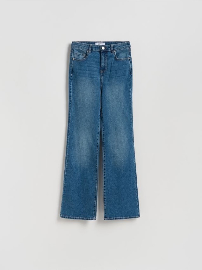 Jeansy flare z wysokim stanem - niebieski