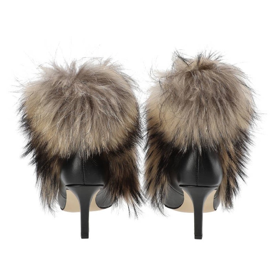 Czarne Botki Damiss Z Naturalnym Futrem Jenot