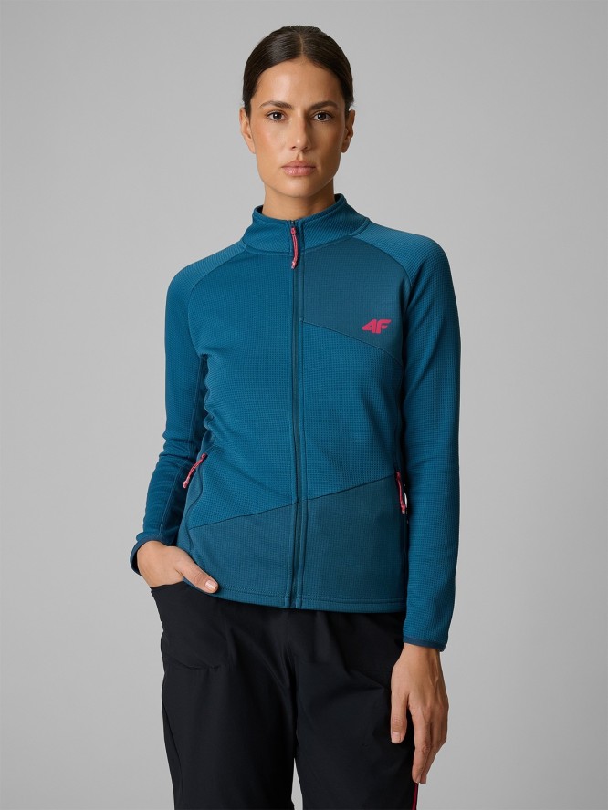 4F Bluza trekkingowa slim bez kaptura damska - turkusowa L