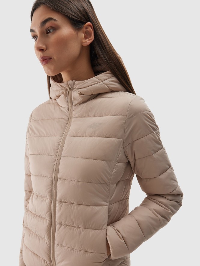 4F Kurtka puchowa z wypełnieniem z recyklingu damska - beżowa XS