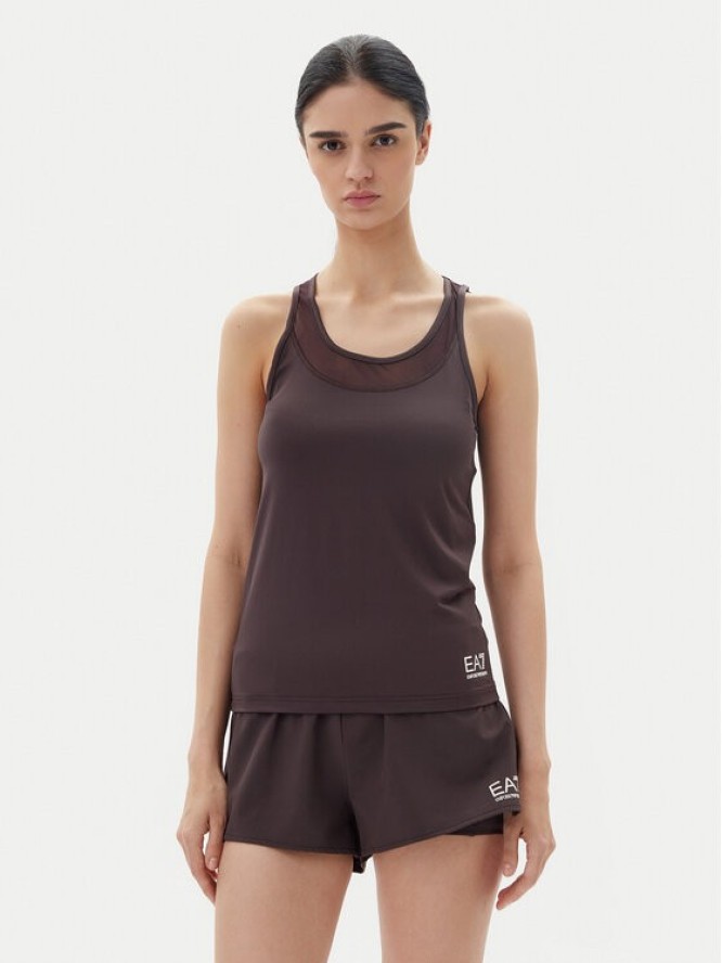 EA7 Emporio Armani Koszulka techniczna 7W000237 AF12509 U6278 Brązowy Regular Fit