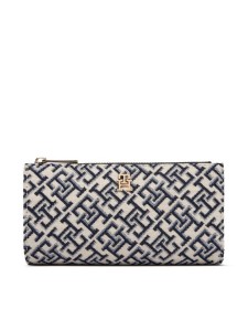 Tommy Hilfiger Portfel Th Icon Long Bifold Jacquard AW0AW19003 Niebieski