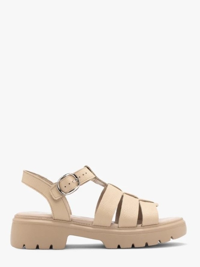 Beżowe sandały z ozdobną cholewką