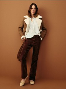 Sztruksowe spodnie flare - brązowy