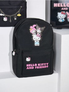 Plecak z kieszenią na laptopa Hello Kitty and Friends - czarny