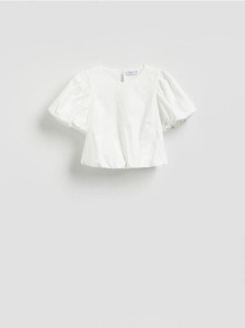 Bluzka z bufiastymi rękawami - biały