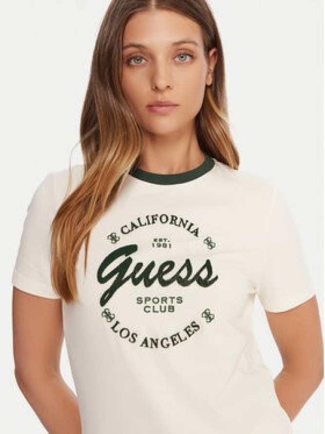 Guess T-Shirt V5BI03 J1314 Beżowy Slim Fit