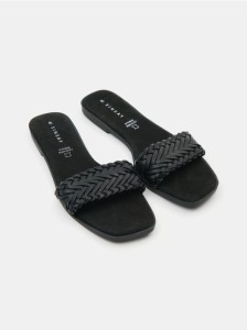 Klapki ze skórzaną wkładką - czarny