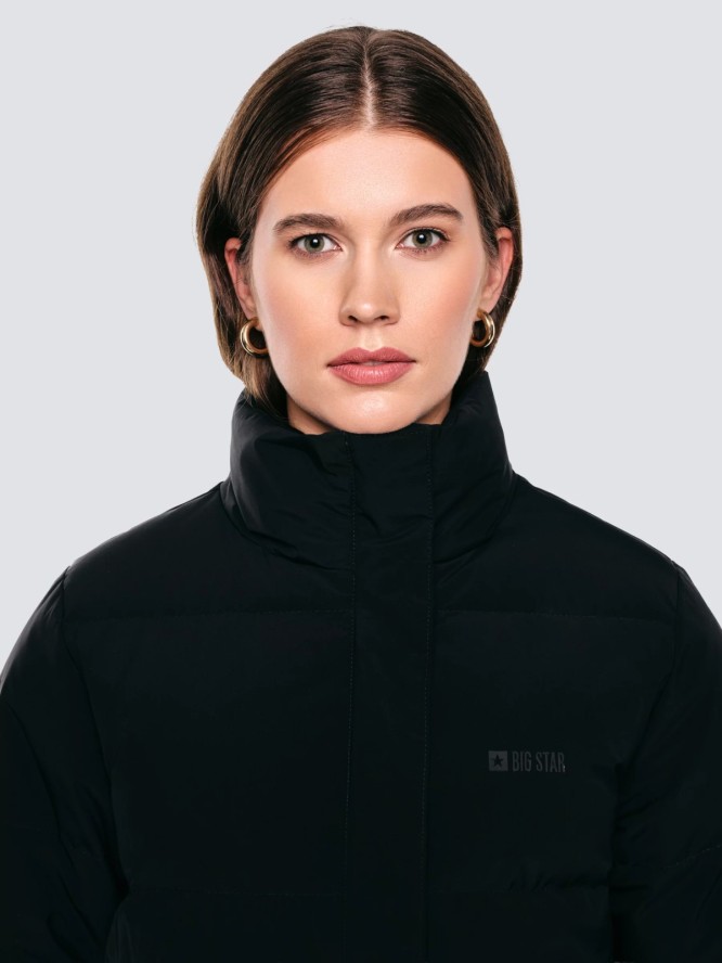 Kurtka damska oversize puchowa z naturalnym wypełnieniem czarna Dalia 906