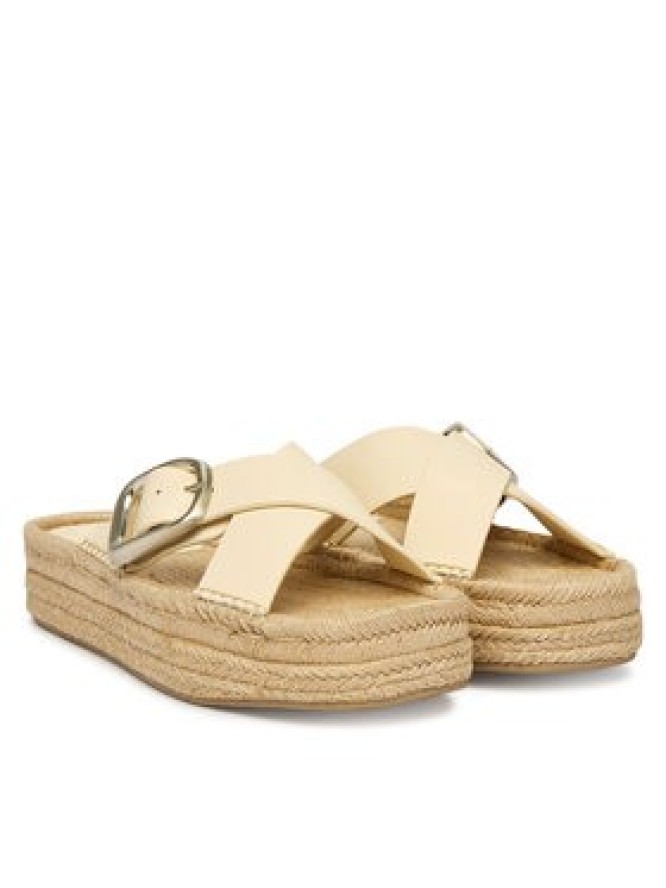 Calvin Klein Espadryle Flatf Espadrill Cross Lth Hdw HW0HW02892 Écru