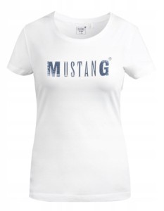 Koszulka Damska Mustang Sportowa Biała Bawełna Logo